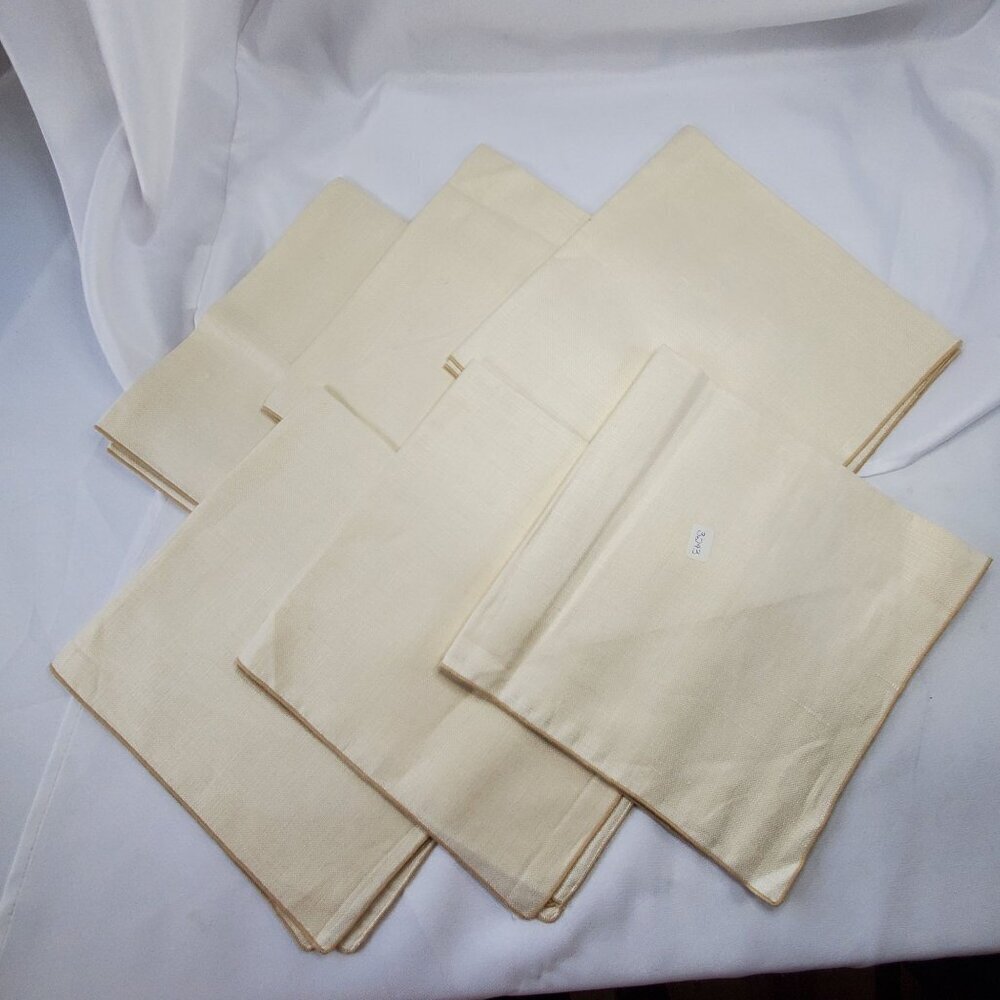 VTG Set Of 6 Beige Linen Napkins 16x16 Inches For Dining & Events